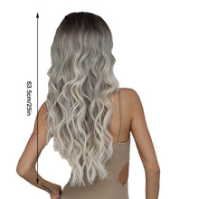 Load image into Gallery viewer, Ins Style Black Gradient Gold Wig Eight Character Bangs Curly Hair High Temperature Silk Wig Women False Hair Cover