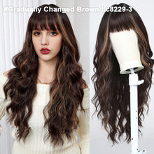 Load image into Gallery viewer, Air Bangs Long Curly False Hair Women Wig Multi Colored Natural and Versatile Ladies' Elegant Wig Full Head Cover