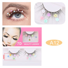 Load image into Gallery viewer, Sparkling Artificial Eyelashes Peach Heart Glitter Small Flower Glitter Synthetic Fiber Performance Christmas Party Eyelashes