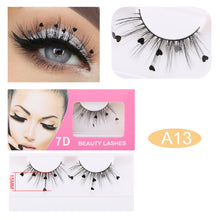 Load image into Gallery viewer, Sparkling Artificial Eyelashes Peach Heart Glitter Small Flower Glitter Synthetic Fiber Performance Christmas Party Eyelashes