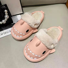 Load image into Gallery viewer, Plush Shark Shaped Cotton Slippers Comfortable Warm Winter Slippers Non-slip Lightweight Indoor Outdoor Couple Slippers