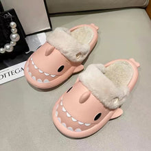 Load image into Gallery viewer, Plush Shark Shaped Cotton Slippers Comfortable Warm Winter Slippers Non-slip Lightweight Indoor Outdoor Couple Slippers