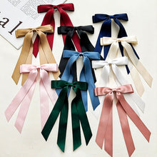 Load image into Gallery viewer, Double Layer Bowknot Ribbon Tassel Ponytail Hair Clip Fashionable Solid Color Long Ribbon Hair Clip Headwear Hair Accessory