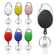 Load image into Gallery viewer, Oval Outdoor Easy-to-pull Buckle Rope Elastic Cable Puller Retractable Keychain Durable Anti Loss Telescopic Buckle Keychain