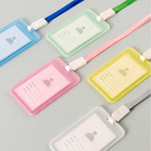 Load image into Gallery viewer, Transparent ID Card Holder Candy Colored Double-sided PP Card Holder Bank Bus Pass Card Case Cover Student Office Supplies
