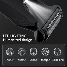Load image into Gallery viewer, Body Hair Trimmer Shaver for Men Waterproof Dual-Head Stainless Steel Blade Trimmer Rechargeable Wet & Dry Men's Ball Shavers