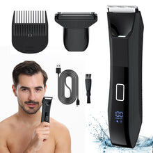 Load image into Gallery viewer, Body Hair Trimmer Shaver for Men Waterproof Dual-Head Stainless Steel Blade Trimmer Rechargeable Wet & Dry Men's Ball Shavers