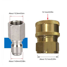Load image into Gallery viewer, 2Pcs 3/8'' or 1/4" Pressure Washer Adapter Kit M22 14mm 12mm Female Male Swivel to Quick Connect Release Set Nozzles