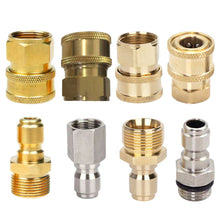 Load image into Gallery viewer, 2Pcs 3/8'' or 1/4" Pressure Washer Adapter Kit M22 14mm 12mm Female Male Swivel to Quick Connect Release Set Nozzles