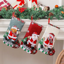 Load image into Gallery viewer, 2025 New Year Christmas Stockings Socks with Snowman Santa Elk Bear Printing Xmas Candy Gift Bag Fireplace Xmas Tree Decoration
