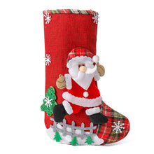 Load image into Gallery viewer, 2025 New Year Christmas Stockings Socks with Snowman Santa Elk Bear Printing Xmas Candy Gift Bag Fireplace Xmas Tree Decoration