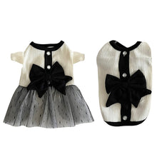 Load image into Gallery viewer, Luxury Dog Dress for Small Dogs Summer Puppy Clothes Bow Lace Dog Skirt Black White Dog T Shirt Girls Dog Costume Chihuahua Vest