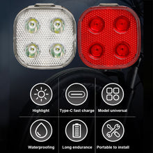 Load image into Gallery viewer, Bicycle Headlights Taillights Night Riding Equipment Waterproof High-Lighted USB Charging Warning Light Bicycle Accessories