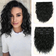 Load image into Gallery viewer, 4pcs Water Ripple Wig with Additional Hair Extensions BB Clips for Replacement Short Roll Ripple Gradient Dyed Wig Pieces