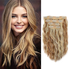Load image into Gallery viewer, 4pcs Water Ripple Wig with Additional Hair Extensions BB Clips for Replacement Short Roll Ripple Gradient Dyed Wig Pieces