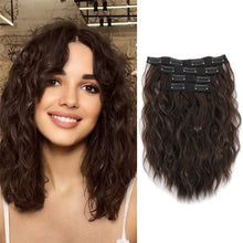 Load image into Gallery viewer, 4pcs Water Ripple Wig with Additional Hair Extensions BB Clips for Replacement Short Roll Ripple Gradient Dyed Wig Pieces