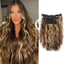 Load image into Gallery viewer, 4pcs Water Ripple Wig with Additional Hair Extensions BB Clips for Replacement Short Roll Ripple Gradient Dyed Wig Pieces
