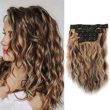 Load image into Gallery viewer, 4pcs Water Ripple Wig with Additional Hair Extensions BB Clips for Replacement Short Roll Ripple Gradient Dyed Wig Pieces