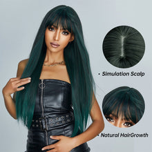 Load image into Gallery viewer, Natural Soft and High Elasticity Colored Wig Cover Synthetic Straight Hair and Bangs for Daily Women Heat Resistant Wig