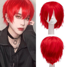 Load image into Gallery viewer, Synthetic Wig Cosplay Wig White Red Green Blue Pink Yellow Hair Short Layer Wig Fake Hair Extension Men Women Party Wig
