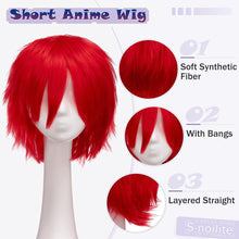 Load image into Gallery viewer, Synthetic Wig Cosplay Wig White Red Green Blue Pink Yellow Hair Short Layer Wig Fake Hair Extension Men Women Party Wig