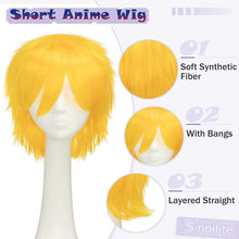 Load image into Gallery viewer, Synthetic Wig Cosplay Wig White Red Green Blue Pink Yellow Hair Short Layer Wig Fake Hair Extension Men Women Party Wig
