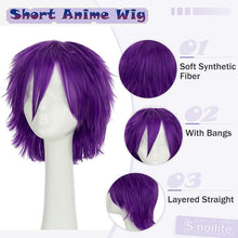 Load image into Gallery viewer, Synthetic Wig Cosplay Wig White Red Green Blue Pink Yellow Hair Short Layer Wig Fake Hair Extension Men Women Party Wig