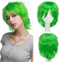 Load image into Gallery viewer, Synthetic Wig Cosplay Wig White Red Green Blue Pink Yellow Hair Short Layer Wig Fake Hair Extension Men Women Party Wig