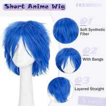 Load image into Gallery viewer, Synthetic Wig Cosplay Wig White Red Green Blue Pink Yellow Hair Short Layer Wig Fake Hair Extension Men Women Party Wig