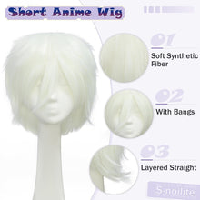 Load image into Gallery viewer, Synthetic Wig Cosplay Wig White Red Green Blue Pink Yellow Hair Short Layer Wig Fake Hair Extension Men Women Party Wig