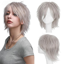 Load image into Gallery viewer, Synthetic Wig Cosplay Wig White Red Green Blue Pink Yellow Hair Short Layer Wig Fake Hair Extension Men Women Party Wig