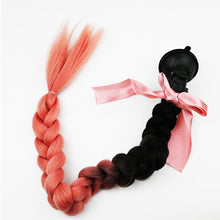 Load image into Gallery viewer, Creative Syntheitc Helmet Pigtails Gradient Ramp Helmet Braids Ponytail Hair with Suction Cup with Bowknot for Motor Bike