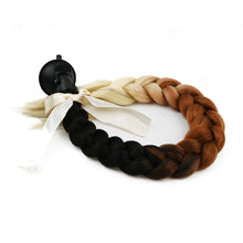 Load image into Gallery viewer, Creative Syntheitc Helmet Pigtails Gradient Ramp Helmet Braids Ponytail Hair with Suction Cup with Bowknot for Motor Bike