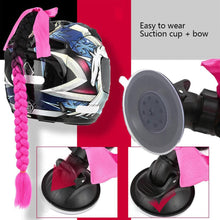 Load image into Gallery viewer, Creative Syntheitc Helmet Pigtails Gradient Ramp Helmet Braids Ponytail Hair with Suction Cup with Bowknot for Motor Bike