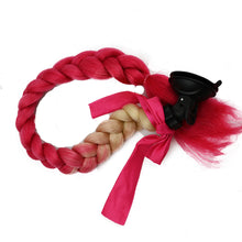 Load image into Gallery viewer, Creative Syntheitc Helmet Pigtails Gradient Ramp Helmet Braids Ponytail Hair with Suction Cup with Bowknot for Motor Bike