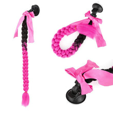 Load image into Gallery viewer, Creative Syntheitc Helmet Pigtails Gradient Ramp Helmet Braids Ponytail Hair with Suction Cup with Bowknot for Motor Bike