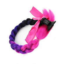 Load image into Gallery viewer, Creative Syntheitc Helmet Pigtails Gradient Ramp Helmet Braids Ponytail Hair with Suction Cup with Bowknot for Motor Bike