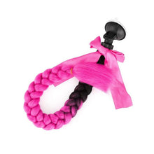 Load image into Gallery viewer, Creative Syntheitc Helmet Pigtails Gradient Ramp Helmet Braids Ponytail Hair with Suction Cup with Bowknot for Motor Bike