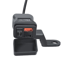 Load image into Gallery viewer, 60W Motorcycle USB PD+QC3.0 Fast Charger Handlebar Dual USB Socket with Switch Voltmeter Power Supply Adapter