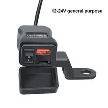Load image into Gallery viewer, 60W Motorcycle USB PD+QC3.0 Fast Charger Handlebar Dual USB Socket with Switch Voltmeter Power Supply Adapter