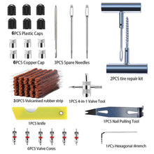 Load image into Gallery viewer, 33Pcs/57Pcs Car Auto Tire Repair Puncture Repair Tools Set Emergency Heavy Duty Tubeless Tire Repair Rivet for Van Motorcycle Bike