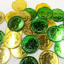 Load image into Gallery viewer, 30Pcs Lucky Shamrock Clover Plastic Pirate Coins for Birthday Irish Saint St. Patrick's Day Theme Party Favors Decoration