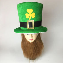 Load image into Gallery viewer, Saint Patricks Day Top Hat Holiday Fake Beard Green Celebration Costume for Irish Festival Party Decor Supplies