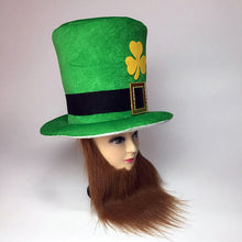 Load image into Gallery viewer, Saint Patricks Day Top Hat Holiday Fake Beard Green Celebration Costume for Irish Festival Party Decor Supplies