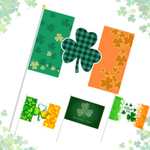 Load image into Gallery viewer, 5PCS Happy St Patrick's Day Flag 14*21cm Handheld Saint Patricks Flags for Party Irish Shamrocks Decoration Party Yard