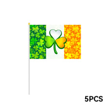 Load image into Gallery viewer, 5PCS Happy St Patrick's Day Flag 14*21cm Handheld Saint Patricks Flags for Party Irish Shamrocks Decoration Party Yard