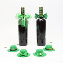 Load image into Gallery viewer, Irish Party Scene Decoration Props Saint Patrick Wine Bottle Decoration Green Wine Bottle Cap Bow Tie 2025