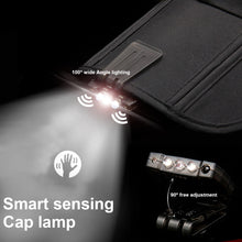 Load image into Gallery viewer, 1PC No Memory Smart Sensing Cap Clamp Light Outdoor Night Fishing Running LED Headlight USB Charging