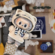 Load image into Gallery viewer, For labubu 15cm Cute Cotton Doll Jacket Two-piece Set Universal Versatile Hooded Sweatshirt Scarf Bone Puppy Paw Print Cat Clothes