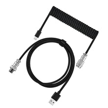 Load image into Gallery viewer, USB A to Type C for Mechanical Gaming Keyboard Double Sleeved Wire with GX16 Detachable Aviator Coiled Power Cable